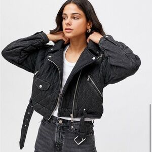 Quilted French Terry Moto Jacket